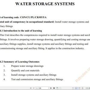 Water Storage Systems Pdf notes Level 5 TVET CDACC