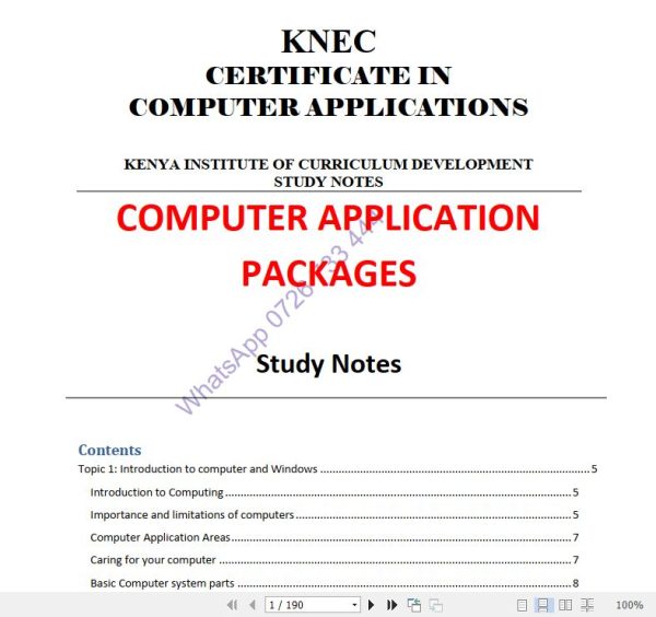 Computer applications Packages Pdf notes