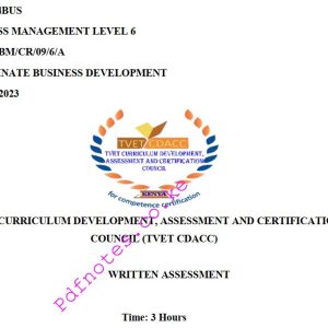 Coordinate Business Development Level 6 TVET CDACC  November/December 2023 Past Assessment Papers