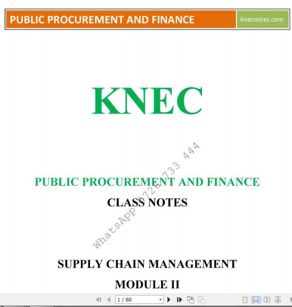 Public Procurement and Finance Pdf notes KNEC