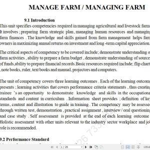 Manage Farm/Managing Farm Pdf notes TVET CDACC Level 6 CBET