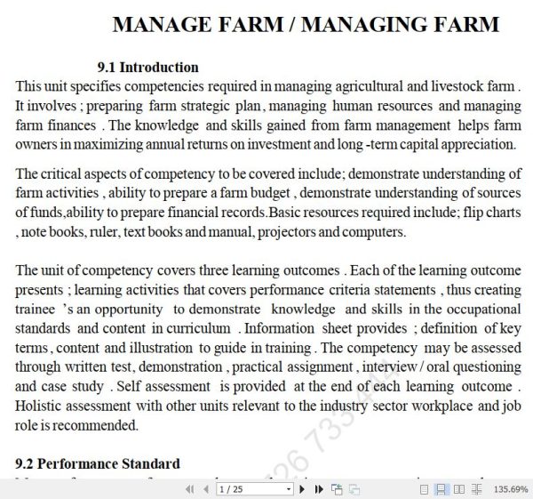 Manage Farm/Managing Farm Pdf notes TVET CDACC Level 6 CBET
