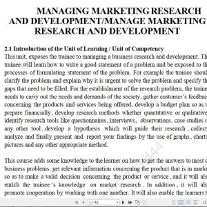 Managing Business Research and Development Pdf notes TVET CDACC Level 6 CBET
