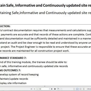 Maintaining Safe,Informative and Continuously updated Site Records Pdf notes TVET CDACC Level 6 CBET