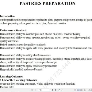 Pastries Preparation Pdf notes TVET CDACC Level 6 CBET
