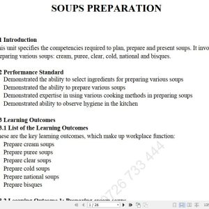 Soups Preparation Pdf notes TVET CDACC Level 6 CBET