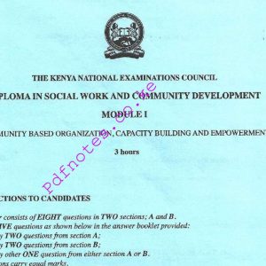 Community Based Organizations, Capacity Building and Empowerment Past Papers