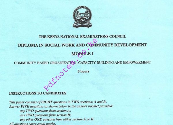 Community Based Organizations, Capacity Building and Empowerment Past Papers