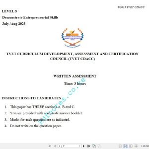 Demonstrate Entrepreneural Skills Level 5 July/August 2023 Past Assessment Papers