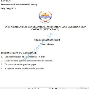 Demonstrate Environmental Literacy Level 6 March/April 2022 Past Assessment Papers - With Marking Scheme