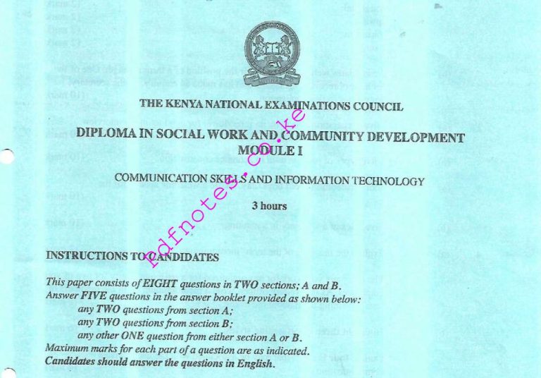 KNEC Communication Skills & Information Technology Past Papers - pdf notes