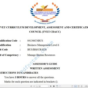 Manage Human Resource Level 6 TVET CDACC March/April 2022 Past Assessment Papers - With Marking Scheme