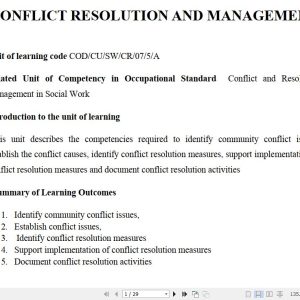 Conflict Resolution and Management Pdf notes TVET CDACC Level 5 CBET