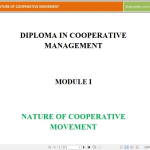Nature of cooperatives notes
