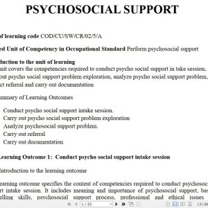 Psycho social support Pdf notes TVET CDACC Level 5 CBET