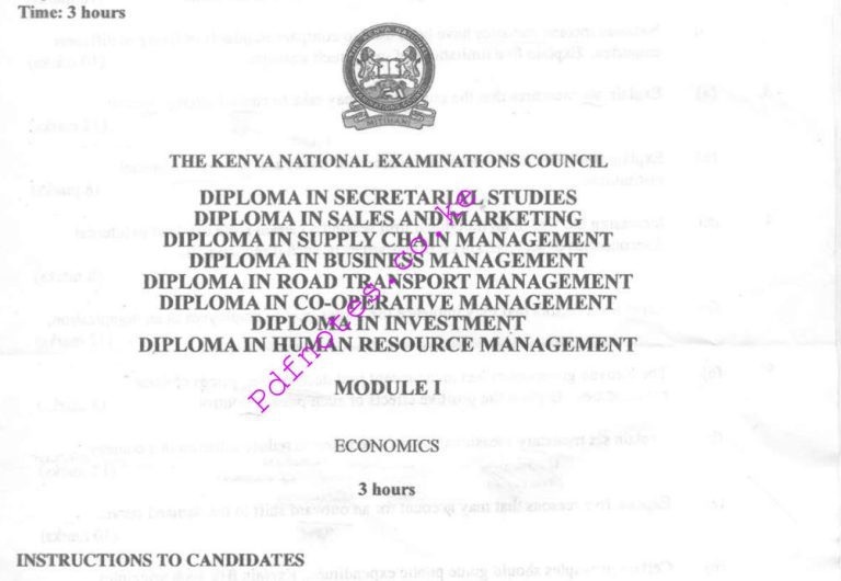 Combined Economics Past Papers KNEC Diploma - Pdf Ebooks