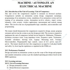 Automation of Electrical Machine / Automate an Electrical Machine Pdf notes TVET CDACC Level 6 CBET
