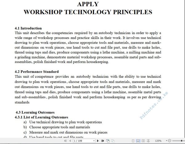 Workshop Technology Principles Pdf notes TVET CDACC Level 6