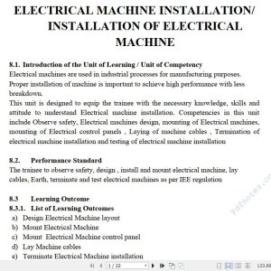 Electrical Machine Installation/ Installation of Electrical Machine Pdf notes TVET CDACC Level 6 CBET