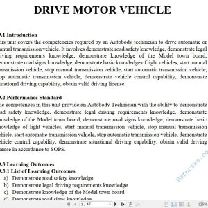 Motor Vehicle Driving Pdf notes TVET CDACC Level 6