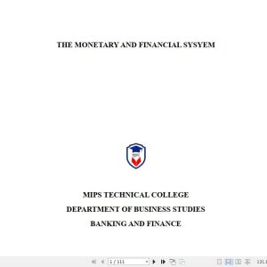 Monetary and Financial System KNEC notes