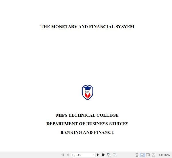 Monetary and Financial System KNEC notes