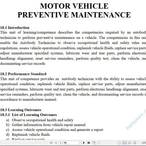 Vehicle Preventive Maintenance Pdf notes TVET CDACC Level 6