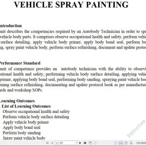 Vehicle Spray Painting Pdf notes TVET CDACC Level 6