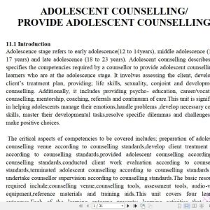 Adolescent counselling