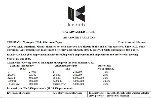 August 2024 Advanced Taxation Answers