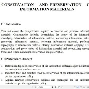 Conservation and Preservation of Information Materials Pdf notes TVET CDACC Level 6