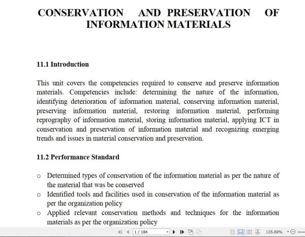 Conservation and Preservation of Information Materials Pdf notes TVET CDACC Level 6