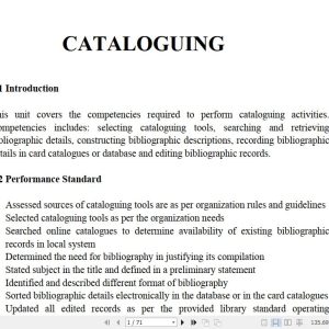 Cataloguing