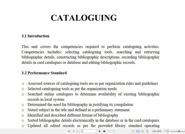 Cataloguing