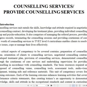 Counselling services notes