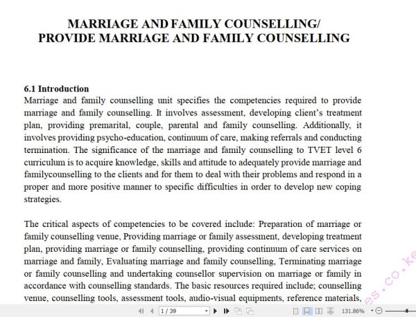 Marriage and family counselling