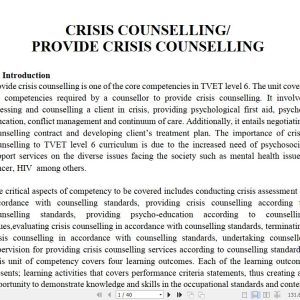 Provide crisis counselling