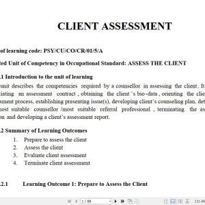 Client Assessment Learning Guide notes