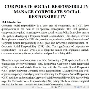 Corporate Social Responsibility Learning Guide notes