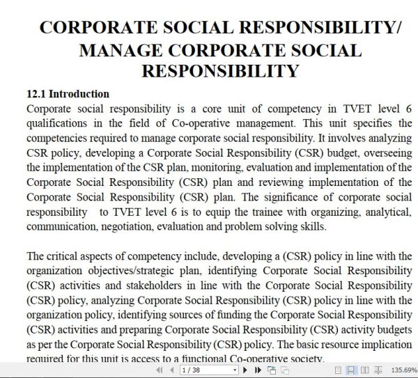 Corporate Social Responsibility Learning Guide notes