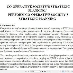 Cooperative Society’s Strategic Planning Learning Guide notes