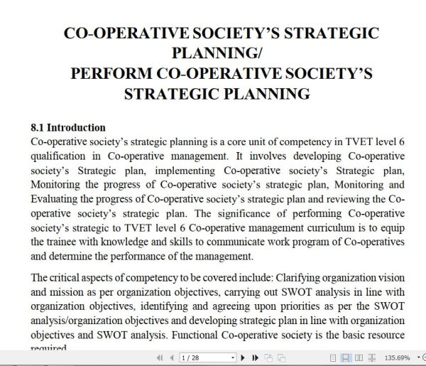 Cooperative Society’s Strategic Planning Learning Guide notes