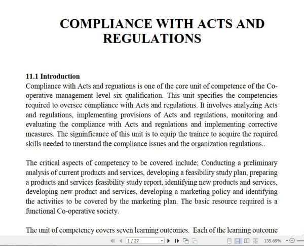 Compliance With Acts and Regulations Learning Guide notes