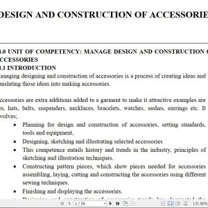 Design and Construction of Accessories Learning Guide notes