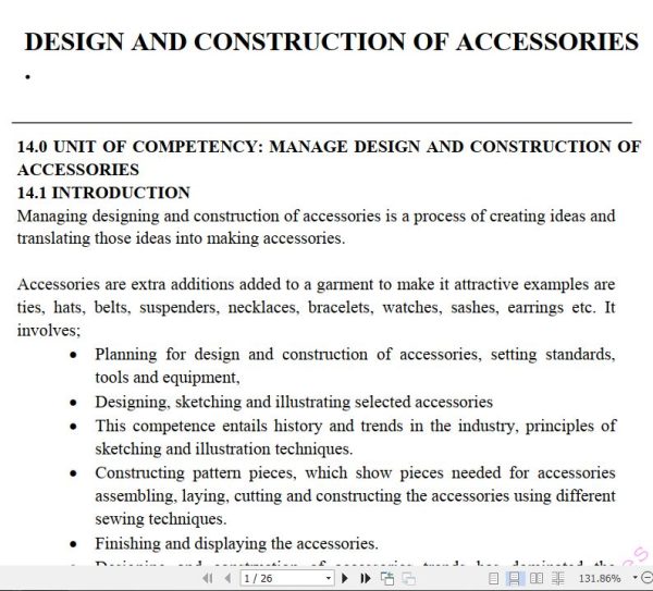 Design and Construction of Accessories Learning Guide notes