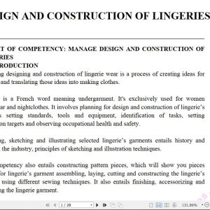 Design and Construction of Lingerie Learning Guide notes