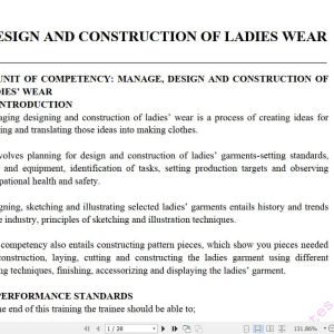 Design and Construction of Ladies’ Wear Learning Guide notes