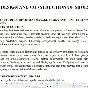 Design and Construction of Shoes Learning Guide notes