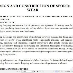 Design and Construction of Sports Wear Learning Guide notes