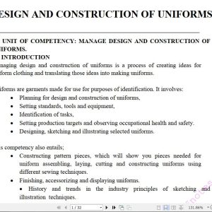 Design and Construction of Uniforms Learning Guide notes